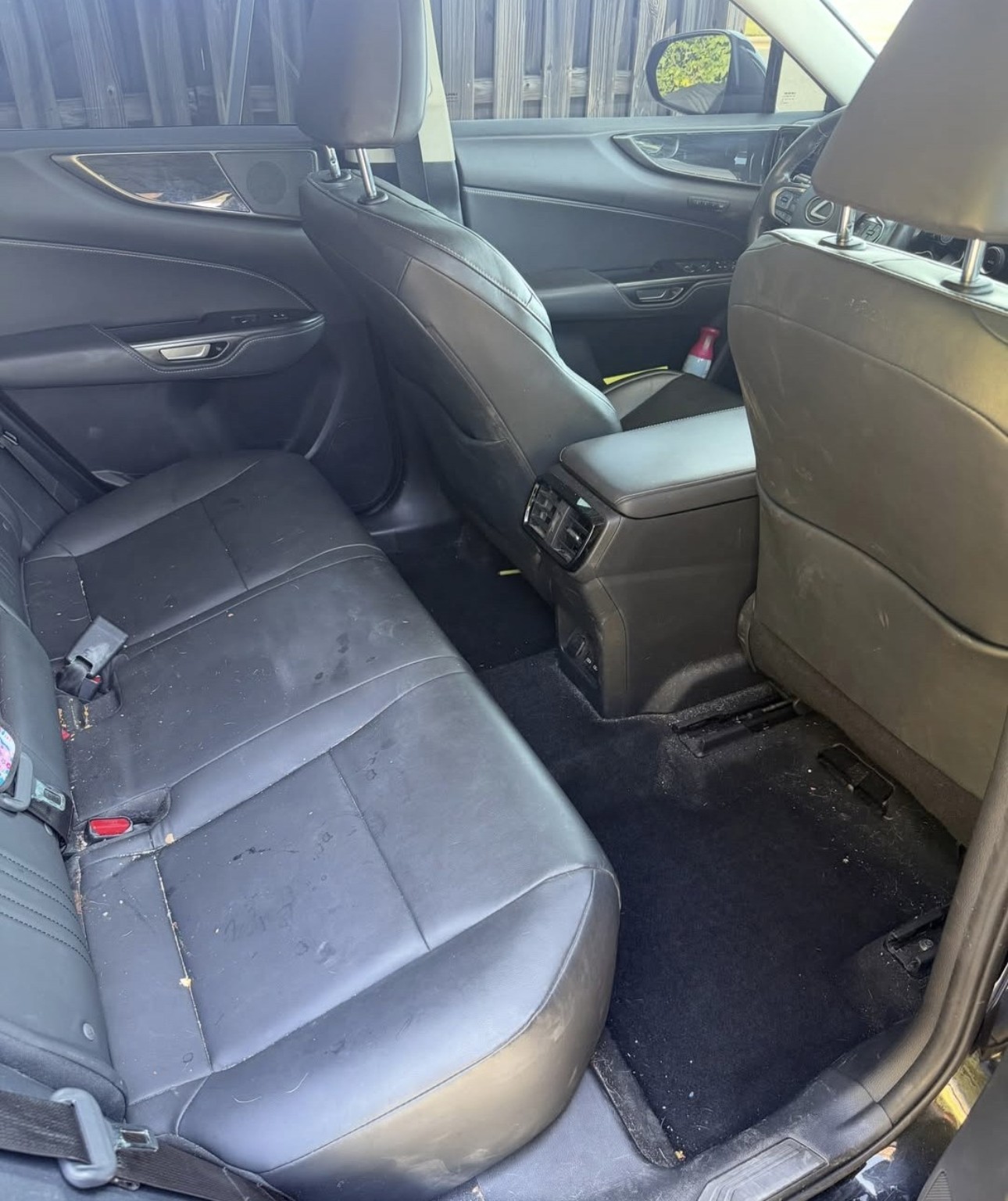 Lexus NX rear seats and footwell before detailing