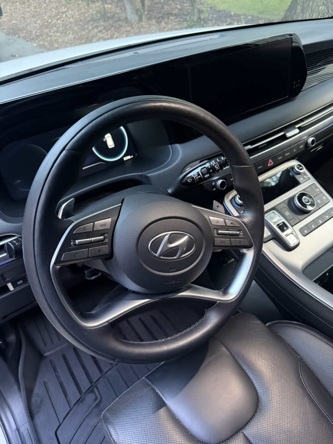 Hyundai Palisade steering wheel and driver area after detailing